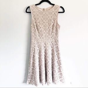 Beige Lace Sleeveless Dress